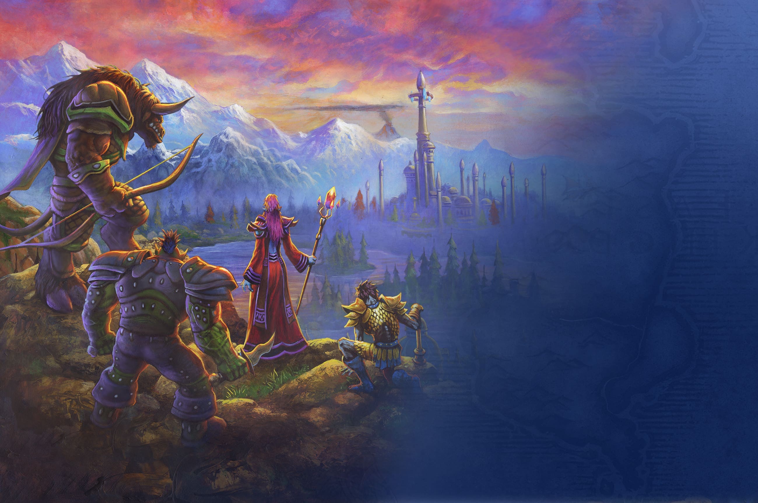 A Warcraft adventuring party overlooks Azeroth